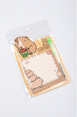 Папір для нотаток, 7,5х7,5 см, 50 аркушів, з ручкою, "Капібара"